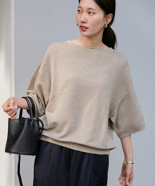 FRAMeWORK（フレームワーク）の「≪WEB先行 / 追加≫LINEN TERRY LOOSEプルオーバー（Tシャツ/カットソー・レディース・ベージュ/ホワイト・FREE）」の12枚目の写真