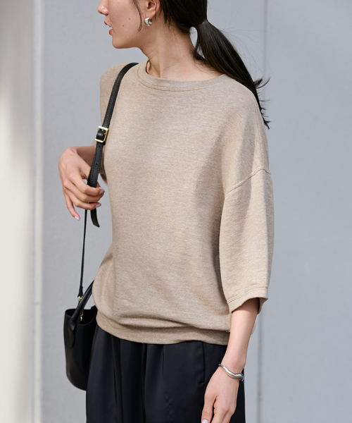 FRAMeWORK（フレームワーク）の「≪WEB先行 / 追加≫LINEN TERRY LOOSEプルオーバー（Tシャツ/カットソー・レディース・ベージュ/ホワイト・FREE）」の11枚目の写真