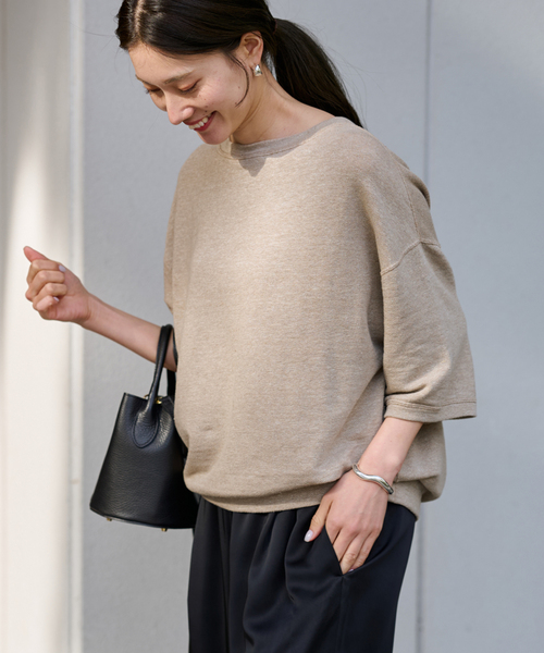 FRAMeWORK（フレームワーク）の「≪WEB先行 / 追加≫LINEN TERRY LOOSEプルオーバー（Tシャツ/カットソー・レディース・ベージュ/ホワイト・FREE）」の10枚目の写真