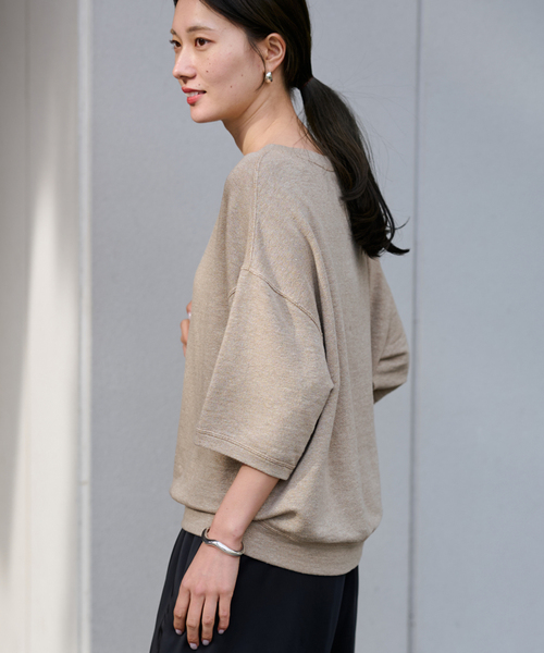 FRAMeWORK（フレームワーク）の「≪WEB先行 / 追加≫LINEN TERRY LOOSEプルオーバー（Tシャツ/カットソー・レディース・ベージュ/ホワイト・FREE）」の9枚目の写真