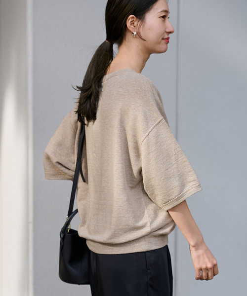 FRAMeWORK（フレームワーク）の「≪WEB先行 / 追加≫LINEN TERRY LOOSEプルオーバー（Tシャツ/カットソー・レディース・ベージュ/ホワイト・FREE）」の8枚目の写真