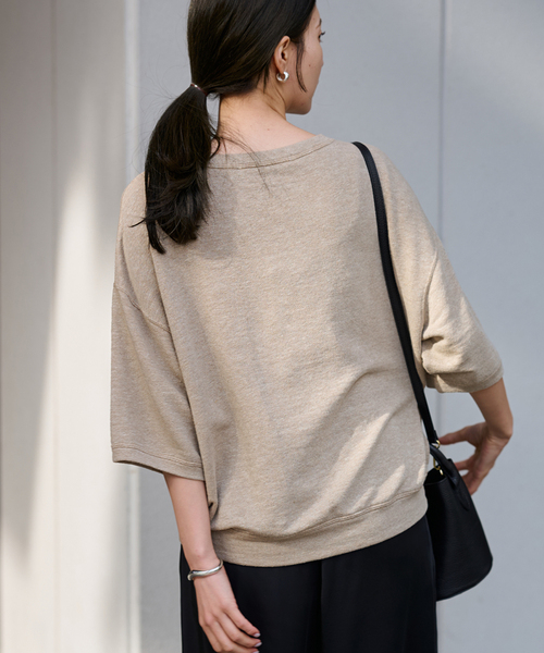 FRAMeWORK（フレームワーク）の「≪WEB先行 / 追加≫LINEN TERRY LOOSEプルオーバー（Tシャツ/カットソー・レディース・ベージュ/ホワイト・FREE）」の7枚目の写真