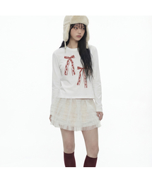 [ユニセックス]TWO RIBBONS ロングスリーブTシャツ_WHITE
