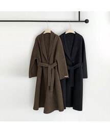 Handmade Shawl Collar One Button Wool Long Coat (2colors)