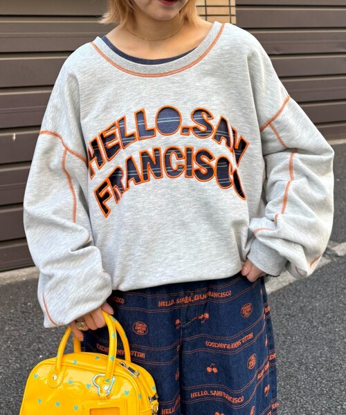 HELLO.SANFRANCISCO（ハローサンフランシスコ）の「【HELLO.SANFRANCISCO】2WAYハロサンカットアウトスウェット（Tシャツ/カットソー・レディース・オレンジ/ブルー/ライトグレー・ONE SIZE）」の2枚目の写真