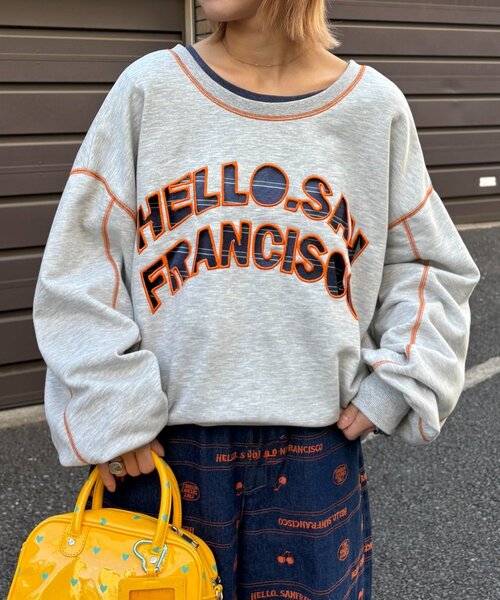 HELLO.SANFRANCISCO（ハローサンフランシスコ）の「【HELLO.SANFRANCISCO】2WAYハロサンカットアウトスウェット（Tシャツ/カットソー・レディース・オレンジ/ブルー/ライトグレー・ONE SIZE）」の6枚目の写真