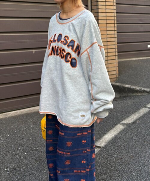 HELLO.SANFRANCISCO（ハローサンフランシスコ）の「【HELLO.SANFRANCISCO】2WAYハロサンカットアウトスウェット（Tシャツ/カットソー・レディース・オレンジ/ブルー/ライトグレー・ONE SIZE）」の7枚目の写真