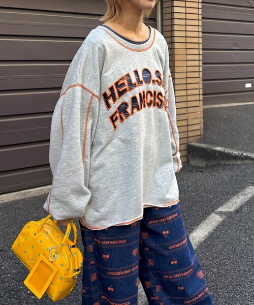 HELLO.SANFRANCISCO（ハローサンフランシスコ）の「【HELLO.SANFRANCISCO】2WAYハロサンカットアウトスウェット（Tシャツ/カットソー・レディース・オレンジ/ブルー/ライトグレー・ONE SIZE）」の9枚目の写真