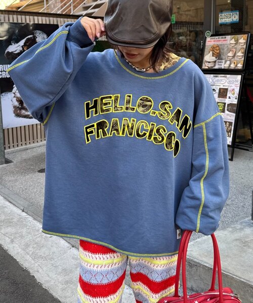 HELLO.SANFRANCISCO（ハローサンフランシスコ）の「【HELLO.SANFRANCISCO】2WAYハロサンカットアウトスウェット（Tシャツ/カットソー・レディース・オレンジ/ブルー/ライトグレー・ONE SIZE）」の13枚目の写真