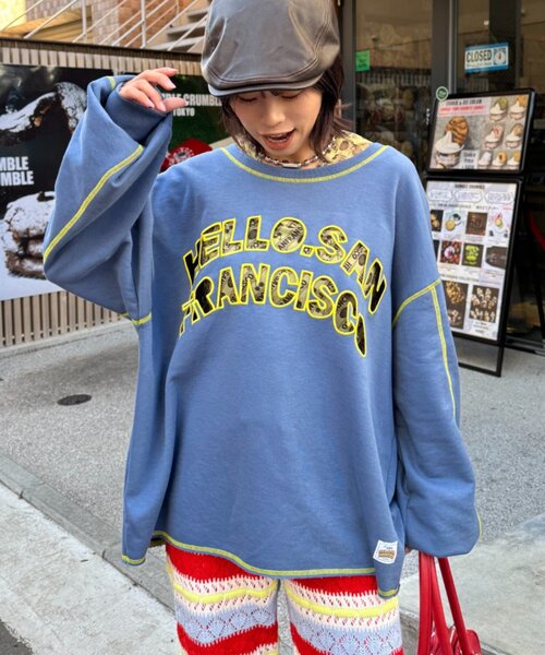 HELLO.SANFRANCISCO（ハローサンフランシスコ）の「【HELLO.SANFRANCISCO】2WAYハロサンカットアウトスウェット（Tシャツ/カットソー・レディース・オレンジ/ブルー/ライトグレー・ONE SIZE）」の14枚目の写真