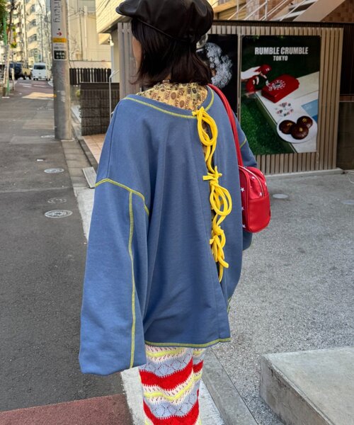 HELLO.SANFRANCISCO（ハローサンフランシスコ）の「【HELLO.SANFRANCISCO】2WAYハロサンカットアウトスウェット（Tシャツ/カットソー・レディース・オレンジ/ブルー/ライトグレー・ONE SIZE）」の16枚目の写真