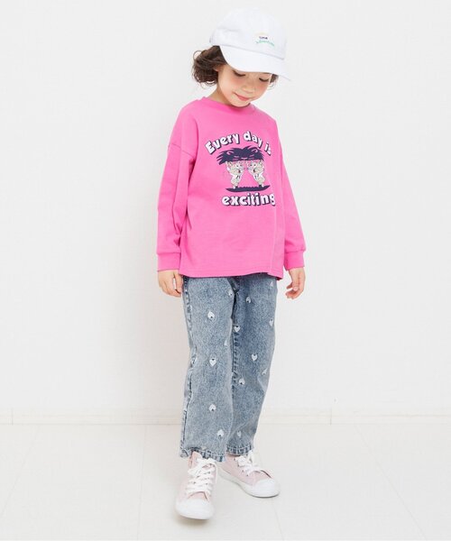 BREEZE（ブリーズ）の「ハートいっぱい長丈パンツ_ジュニア対応（デニムパンツ・キッズ・ブルー/アイボリー/ピンク・80/90/100/110/120/130/140）」の4枚目の写真