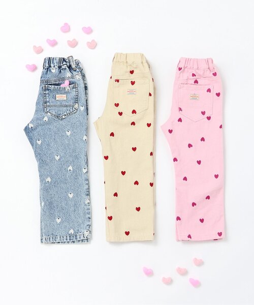 BREEZE（ブリーズ）の「ハートいっぱい長丈パンツ_ジュニア対応（デニムパンツ・キッズ・ブルー/アイボリー/ピンク・80/90/100/110/120/130/140）」の6枚目の写真