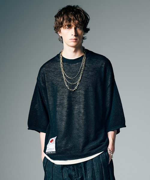 glamb（グラム）の「Linen Mix Pullover Knit / リネンミックスプルオーバーニット（ニット/セーター・メンズ・ブラック/カーキ・M/L）」の6枚目の写真