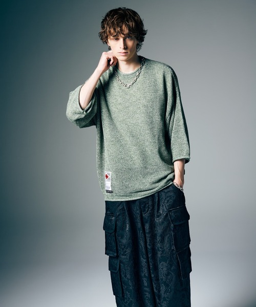 glamb（グラム）の「Linen Mix Pullover Knit / リネンミックスプルオーバーニット（ニット/セーター・メンズ・ブラック/カーキ・M/L）」の8枚目の写真