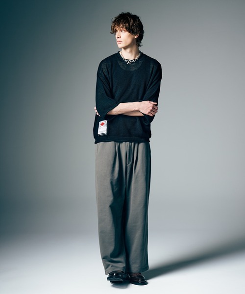 glamb（グラム）の「Linen Mix Pullover Knit / リネンミックスプルオーバーニット（ニット/セーター・メンズ・ブラック/カーキ・M/L）」の9枚目の写真