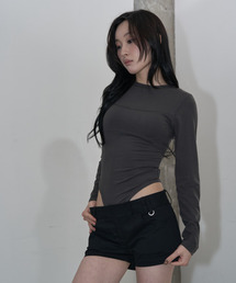 BACK POINT LONG SLEEVE BODYSUIT (CHARCOAL)