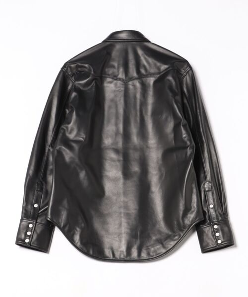 Lee(リー)の「Wrangler/ラングラー 27MW LEATHER【シープレザー】/ウエスタンシャツ(シャツ/ブラウス・メンズ・ブラック・MEDIUM/LARGE/X-LARGE/SMALL)」の2枚目の写真