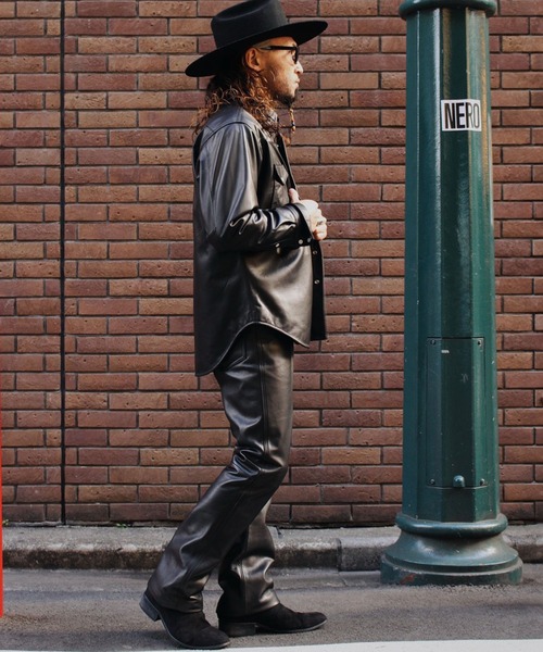 Lee(リー)の「Wrangler/ラングラー 27MW LEATHER【シープレザー】/ウエスタンシャツ(シャツ/ブラウス・メンズ・ブラック・MEDIUM/LARGE/X-LARGE/SMALL)」の7枚目の写真