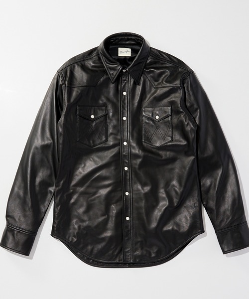 Lee(リー)の「Wrangler/ラングラー 27MW LEATHER【シープレザー】/ウエスタンシャツ(シャツ/ブラウス・メンズ・ブラック・MEDIUM/LARGE/X-LARGE/SMALL)」の8枚目の写真