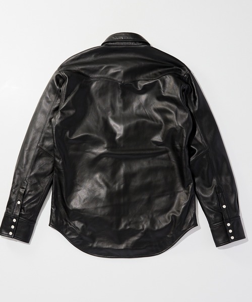 Lee(リー)の「Wrangler/ラングラー 27MW LEATHER【シープレザー】/ウエスタンシャツ(シャツ/ブラウス・メンズ・ブラック・MEDIUM/LARGE/X-LARGE/SMALL)」の9枚目の写真