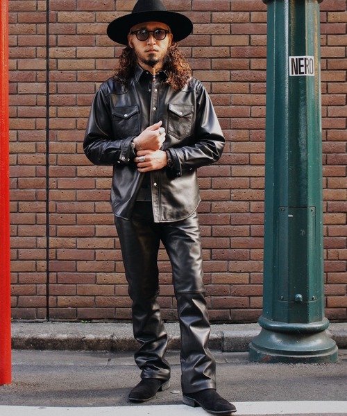 Lee(リー)の「Wrangler/ラングラー 27MW LEATHER【シープレザー】/ウエスタンシャツ(シャツ/ブラウス・メンズ・ブラック・MEDIUM/LARGE/X-LARGE/SMALL)」の6枚目の写真