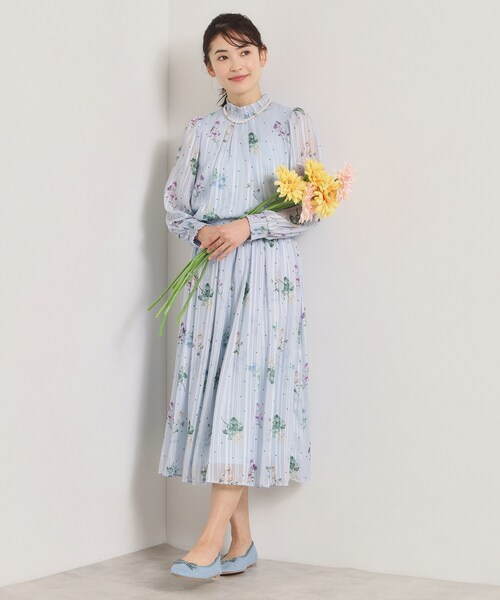 ITS'DEMO(イッツデモ)の「【手洗い可/セットアップ可】ラメストライプ花柄スカート(スカート・レディース・アイボリー系/ネイビー系/サックスブルー系・00)」の9枚目の写真