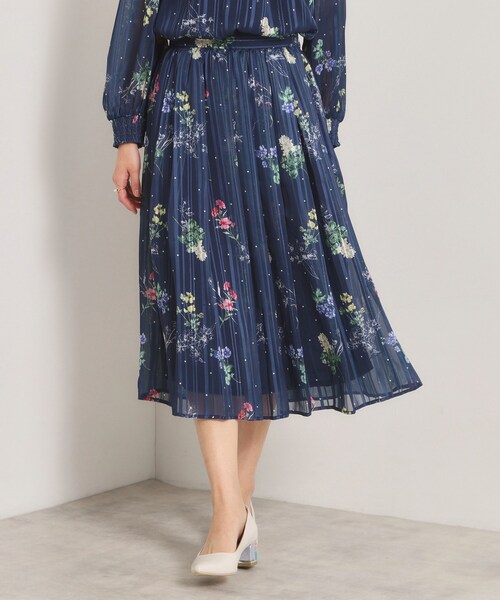 ITS'DEMO(イッツデモ)の「【手洗い可/セットアップ可】ラメストライプ花柄スカート(スカート・レディース・アイボリー系/ネイビー系/サックスブルー系・00)」の12枚目の写真