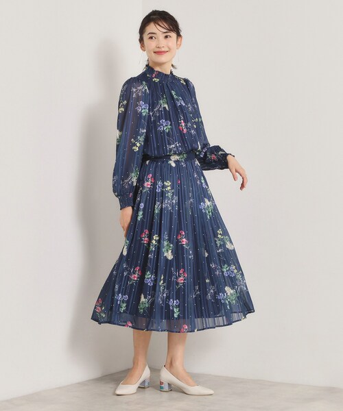 ITS'DEMO(イッツデモ)の「【手洗い可/セットアップ可】ラメストライプ花柄スカート(スカート・レディース・アイボリー系/ネイビー系/サックスブルー系・00)」の14枚目の写真