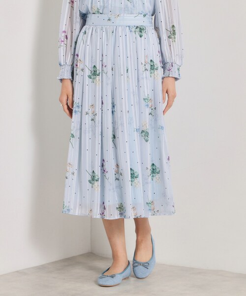 ITS'DEMO(イッツデモ)の「【手洗い可/セットアップ可】ラメストライプ花柄スカート(スカート・レディース・アイボリー系/ネイビー系/サックスブルー系・00)」の16枚目の写真