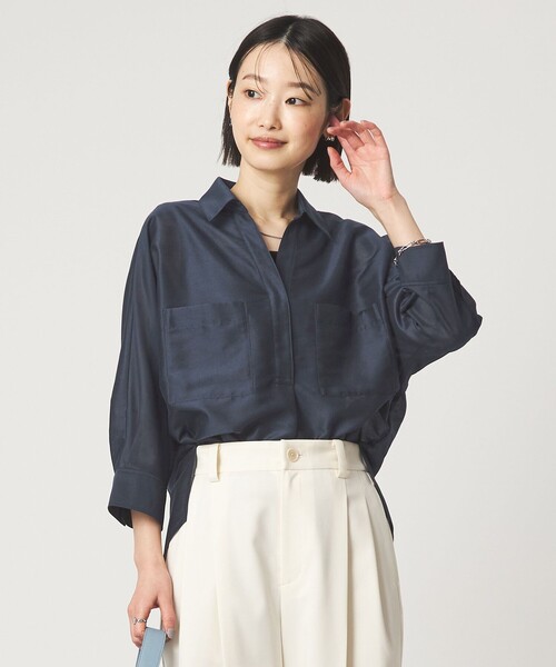 green label relaxing(グリーンレーベルリラクシング)の「カールマイヤー スキッパー ポケット シャツ マシンウォッシャブル 通気性(シャツ/ブラウス・レディース・ネイビー/ブラウン/ライトピンク/その他1・FREE)」の2枚目の写真
