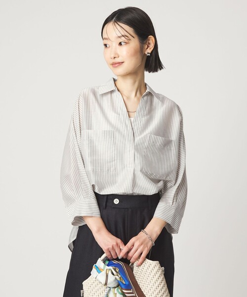 green label relaxing(グリーンレーベルリラクシング)の「カールマイヤー スキッパー ポケット シャツ マシンウォッシャブル 通気性(シャツ/ブラウス・レディース・ネイビー/ブラウン/ライトピンク/その他1・FREE)」の8枚目の写真