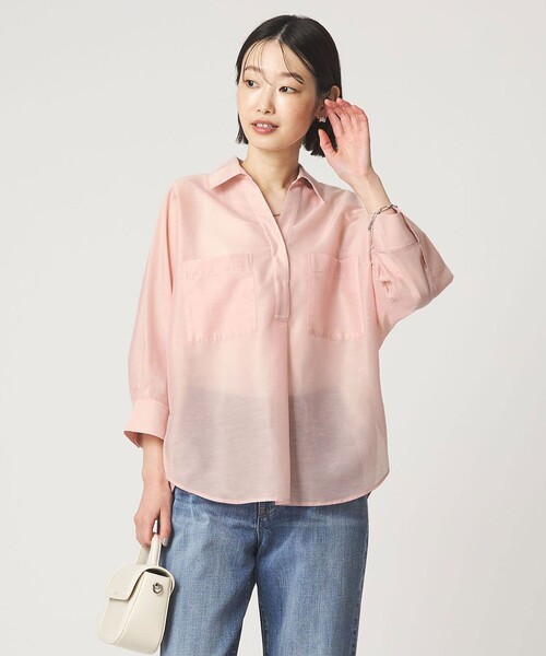 green label relaxing(グリーンレーベルリラクシング)の「カールマイヤー スキッパー ポケット シャツ マシンウォッシャブル 通気性(シャツ/ブラウス・レディース・ネイビー/ブラウン/ライトピンク/その他1・FREE)」の13枚目の写真
