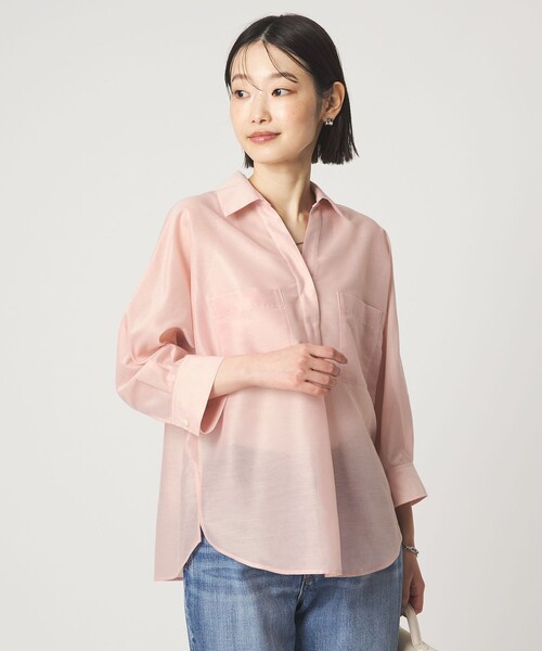 green label relaxing(グリーンレーベルリラクシング)の「カールマイヤー スキッパー ポケット シャツ マシンウォッシャブル 通気性(シャツ/ブラウス・レディース・ネイビー/ブラウン/ライトピンク/その他1・FREE)」の14枚目の写真