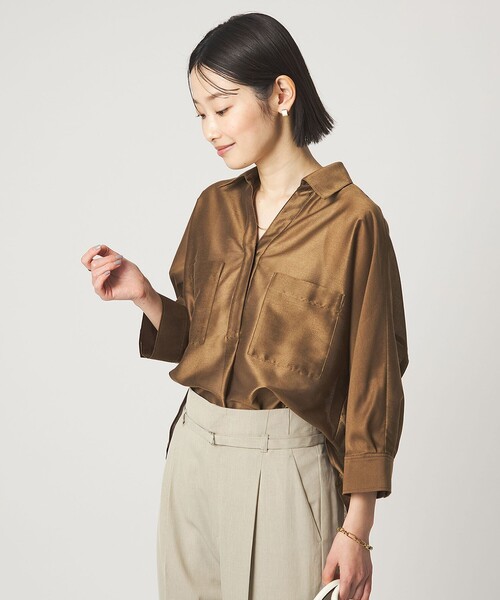 green label relaxing(グリーンレーベルリラクシング)の「カールマイヤー スキッパー ポケット シャツ マシンウォッシャブル 通気性(シャツ/ブラウス・レディース・ネイビー/ブラウン/ライトピンク/その他1・FREE)」の18枚目の写真