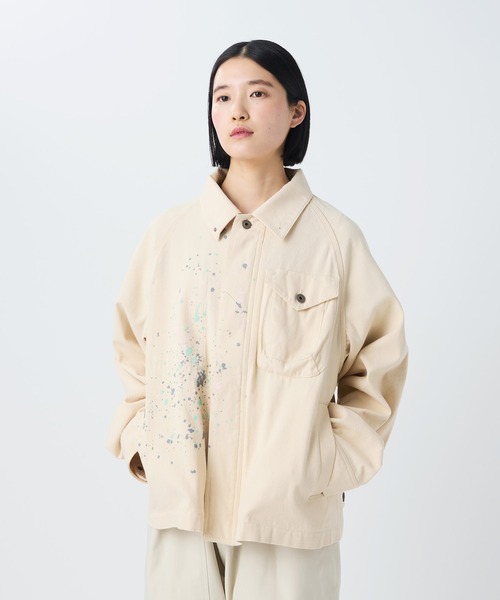 Snow Peak(スノーピーク)の「Snow Peak / Sulfur Dyed Fade Painted Coverall フェードペイントカバーオール(テーラードジャケット・メンズ・ホワイト/チャコール・S/M/L/XL)」の1枚目の写真