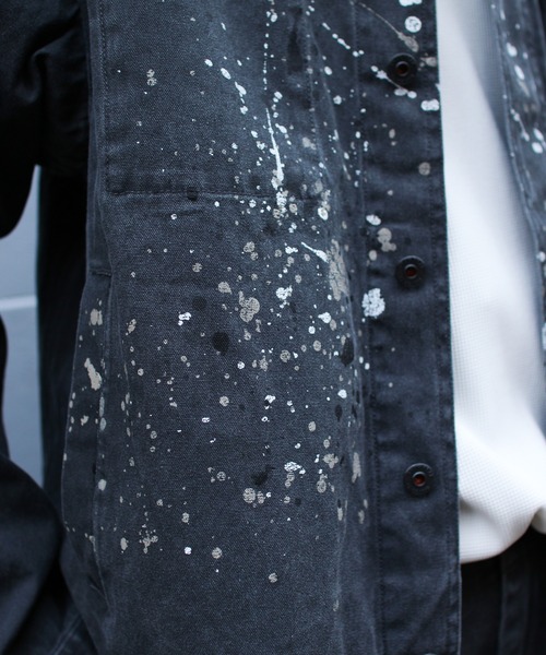Snow Peak(スノーピーク)の「Snow Peak / Sulfur Dyed Fade Painted Coverall フェードペイントカバーオール(テーラードジャケット・メンズ・ホワイト/チャコール・S/M/L/XL)」の9枚目の写真