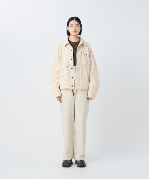 Snow Peak(スノーピーク)の「Snow Peak / Sulfur Dyed Fade Painted Coverall フェードペイントカバーオール(テーラードジャケット・メンズ・ホワイト/チャコール・S/M/L/XL)」の3枚目の写真