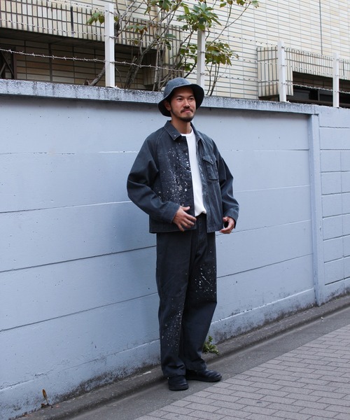 Snow Peak(スノーピーク)の「Snow Peak / Sulfur Dyed Fade Painted Coverall フェードペイントカバーオール(テーラードジャケット・メンズ・ホワイト/チャコール・S/M/L/XL)」の4枚目の写真