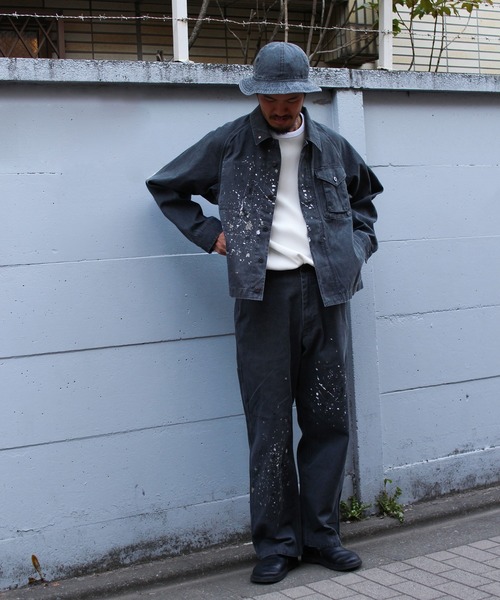 Snow Peak(スノーピーク)の「Snow Peak / Sulfur Dyed Fade Painted Coverall フェードペイントカバーオール(テーラードジャケット・メンズ・ホワイト/チャコール・S/M/L/XL)」の5枚目の写真