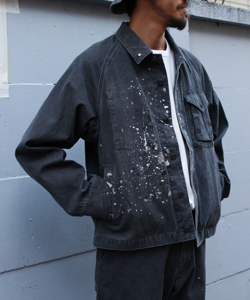 Snow Peak(スノーピーク)の「Snow Peak / Sulfur Dyed Fade Painted Coverall フェードペイントカバーオール(テーラードジャケット・メンズ・ホワイト/チャコール・S/M/L/XL)」の6枚目の写真