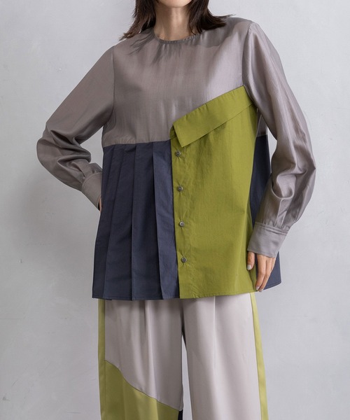 MARECHAL TERRE（マルシャルテル）の「レイヤードシャツトップス（シャツ/ブラウス・レディース・オフホワイト/グレー/ブラック/ネイビー・MEDIUM）」の4枚目の写真