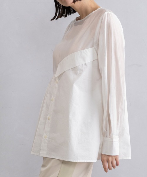 MARECHAL TERRE（マルシャルテル）の「レイヤードシャツトップス（シャツ/ブラウス・レディース・オフホワイト/グレー/ブラック/ネイビー・MEDIUM）」の12枚目の写真