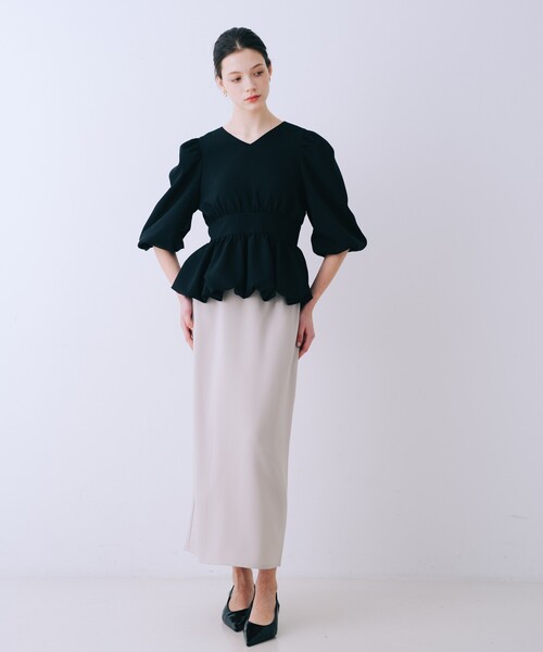 SELFIST(セルフィスト)の「バルーンパフショルブラウス 春服 夏服 Vネック シアーシャツ(シャツ/ブラウス・レディース・オフホワイト/ブラック/グレイッシュブルー・36/38)」の18枚目の写真