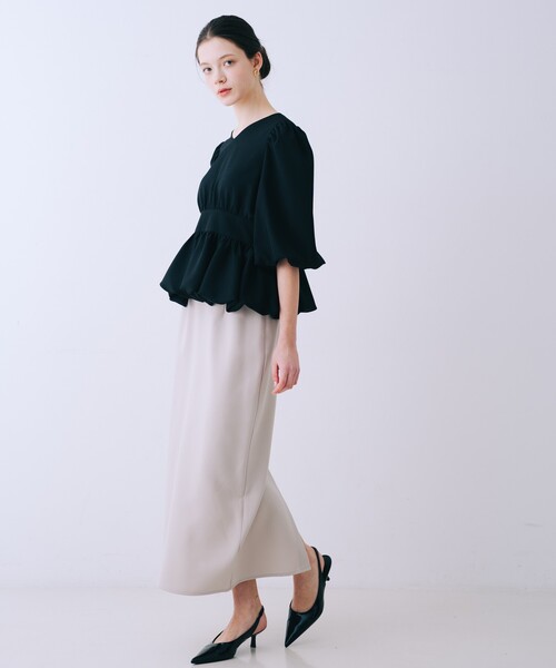 SELFIST(セルフィスト)の「バルーンパフショルブラウス 春服 夏服 Vネック シアーシャツ(シャツ/ブラウス・レディース・オフホワイト/ブラック/グレイッシュブルー・36/38)」の19枚目の写真