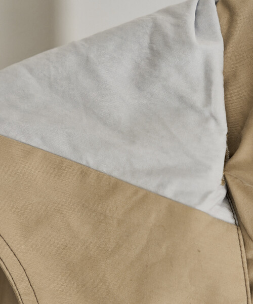 FREAK'S STORE（フリークスストア）の「2way 配色ステッチ フード付き ミニフレア トレンチコート/ハイネックショート丈 スプリングコート（トレンチコート・レディース・ネイビー/ベージュ/オフホワイト・ﾌﾘ-）」の21枚目の写真