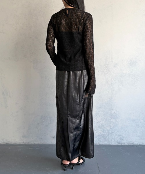 &g'aime（アンジェム）の「【&ｇ'aime 】ラッセルレーストップス Raschel Lace Top（Tシャツ/カットソー・レディース・グレー/ホワイト/ブラック・FREE）」の6枚目の写真