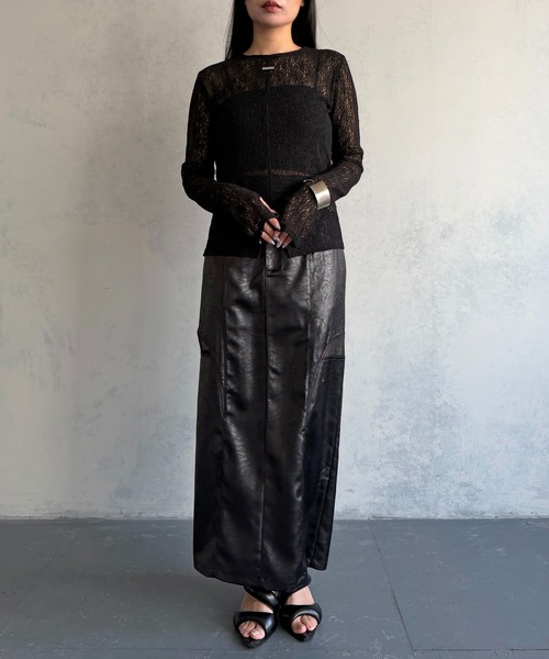 &g'aime（アンジェム）の「【&ｇ'aime 】ラッセルレーストップス Raschel Lace Top（Tシャツ/カットソー・レディース・グレー/ホワイト/ブラック・FREE）」の4枚目の写真