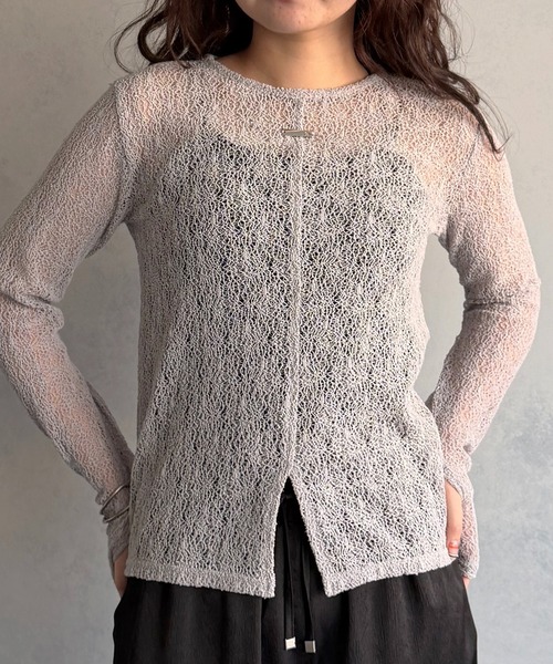 &g'aime（アンジェム）の「【&ｇ'aime 】ラッセルレーストップス Raschel Lace Top（Tシャツ/カットソー・レディース・グレー/ホワイト/ブラック・FREE）」の9枚目の写真