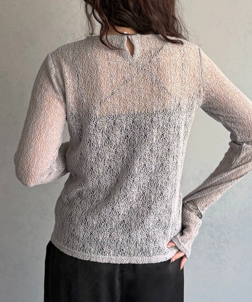 &g'aime（アンジェム）の「【&ｇ'aime 】ラッセルレーストップス Raschel Lace Top（Tシャツ/カットソー・レディース・グレー/ホワイト/ブラック・FREE）」の14枚目の写真